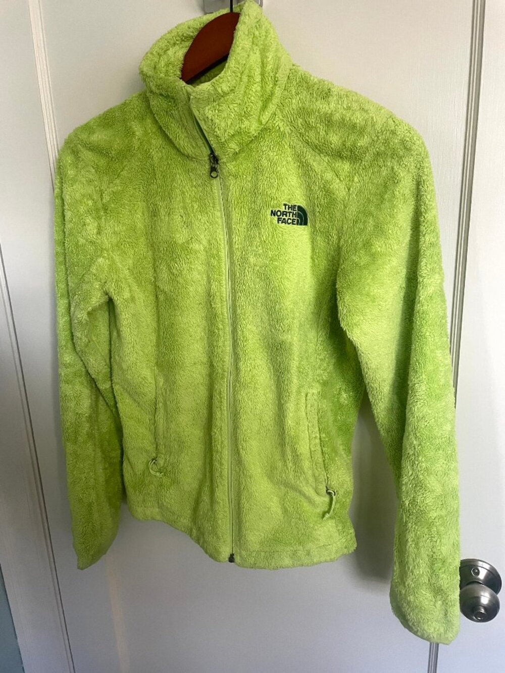 The North Face Osito Jacket Womens XS Lime Green Fuzzy Fleece Full Zip